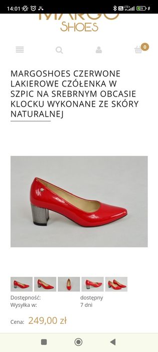 Eleganckie czerwone czółenka 38 skóra nowe