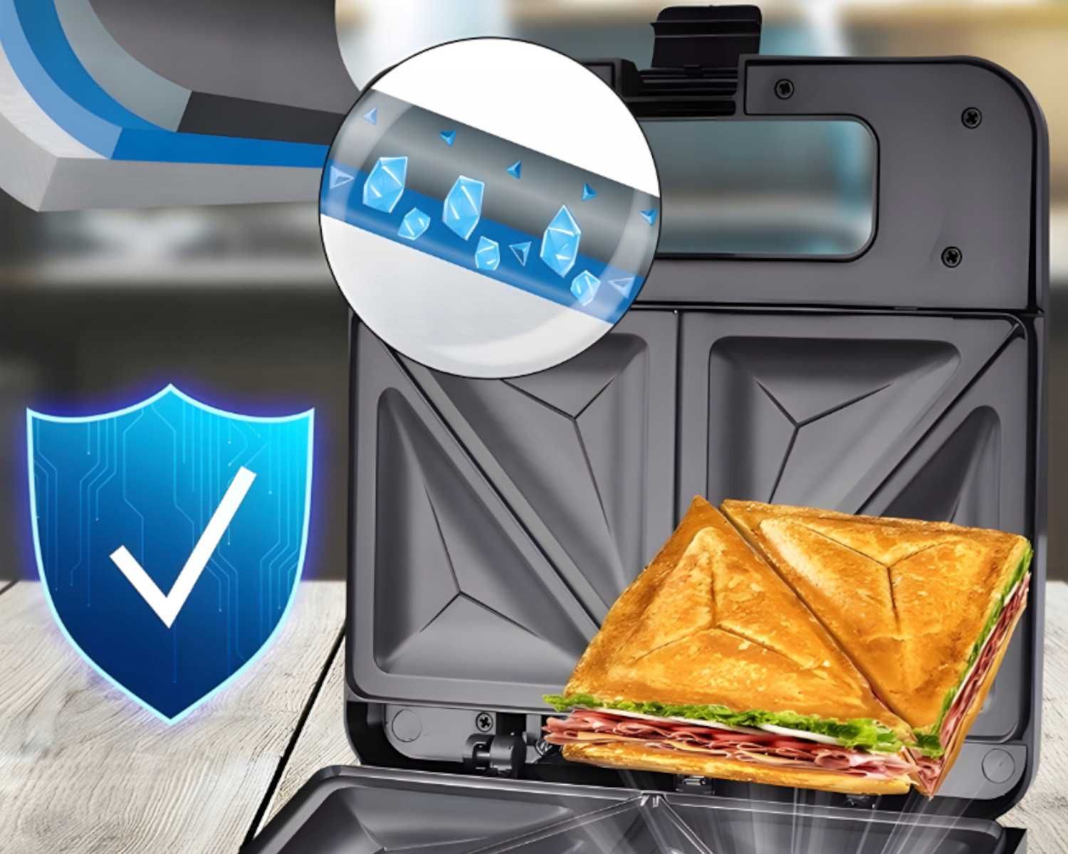 Elektryczny Toster 1000W Opiekacz Do Kanapek POWŁOKA NON-STICK