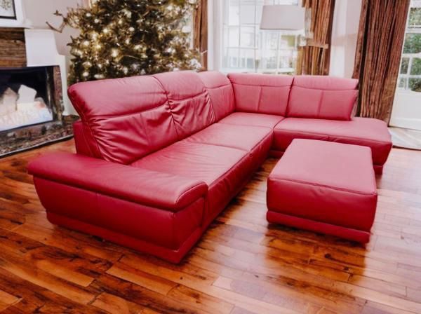 Coltar Living skórzana kanapa narożnikowa / rogówka - czerwona skóra
