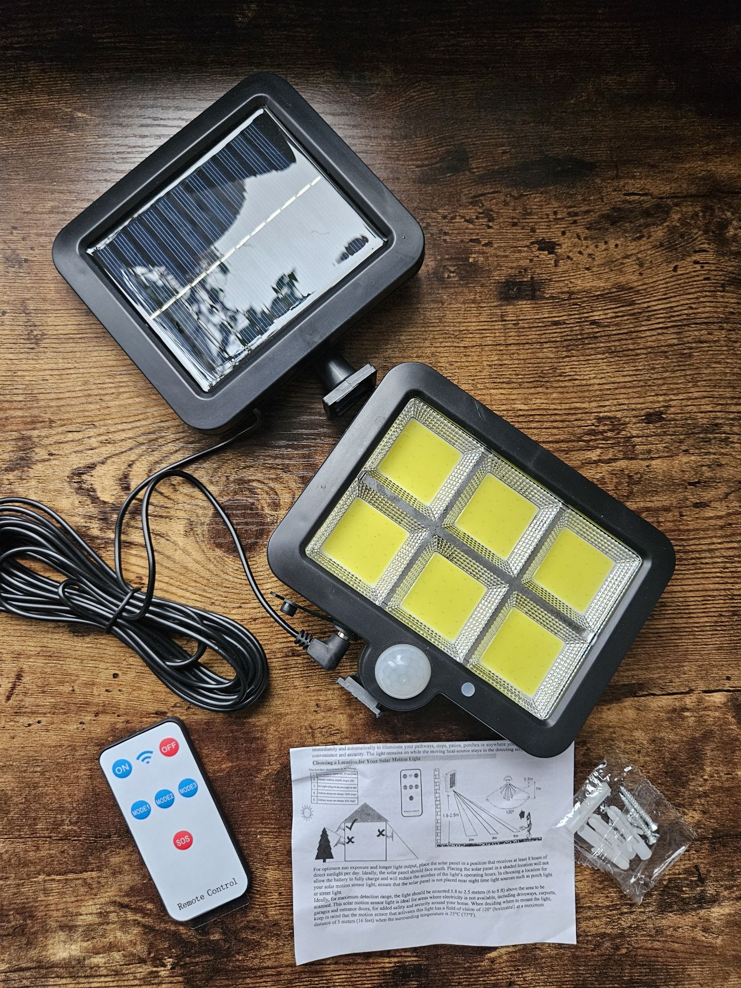 Nowa Lampa Solarna 120LED Czujnik Ruchu Pilot