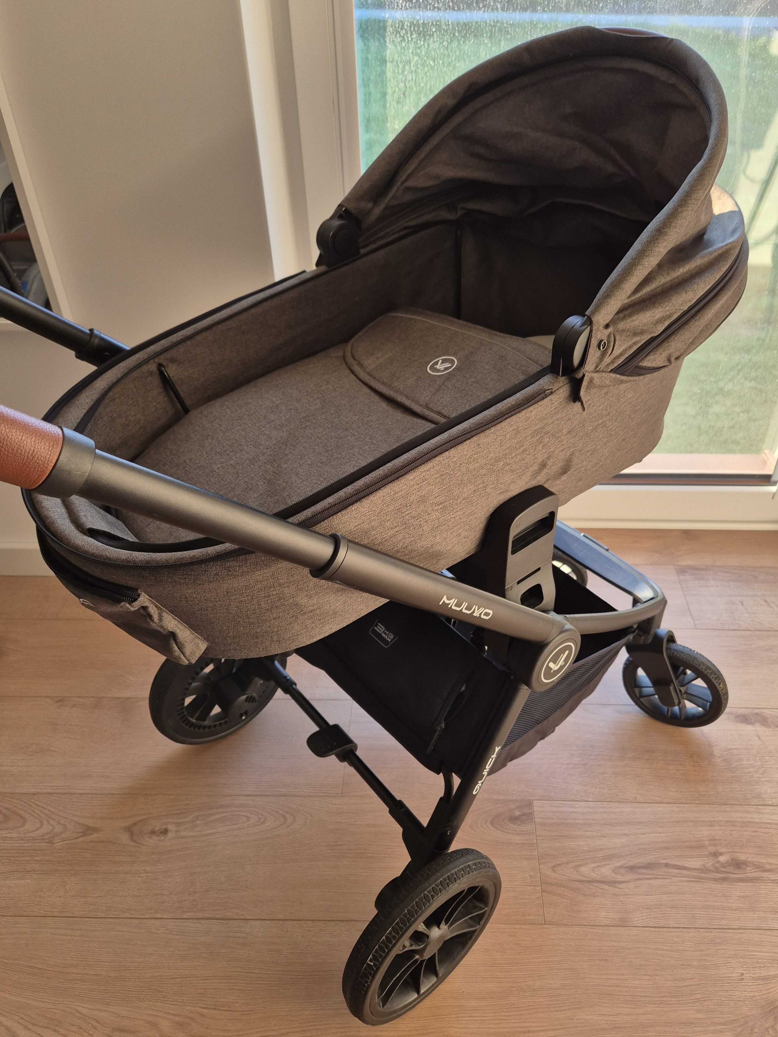 Wózek Muuvo Quick Deep Forest Green 2w1, gondola, cały zestaw
