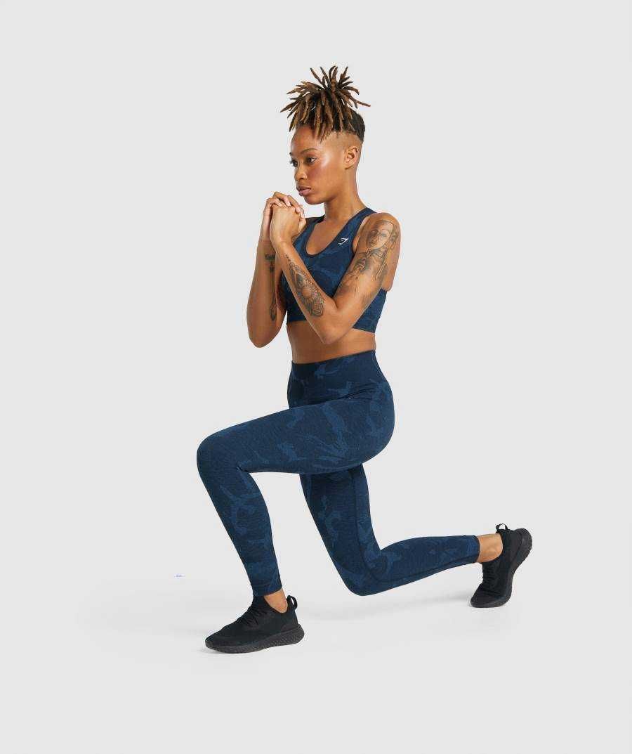 leginsy sportowe XS Legginsy granatowe Siłownie PUSH UP WYSOKI STAN