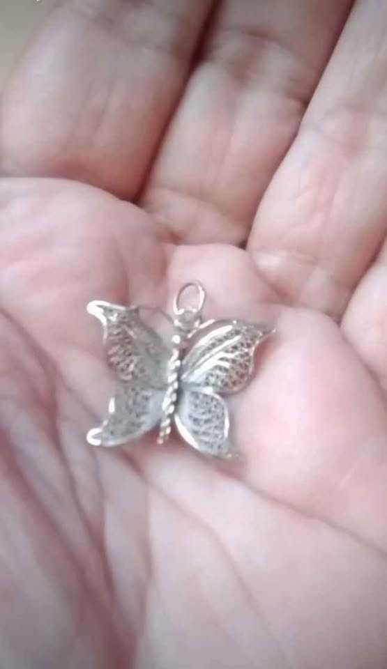 Borboleta de prata em filigrana-antiga