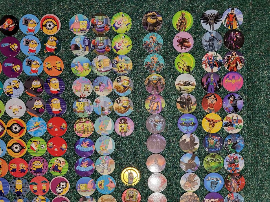 Kolekcja 203 tazosy tazos żetony Chipicao Minionki SpongeBob DC Comics