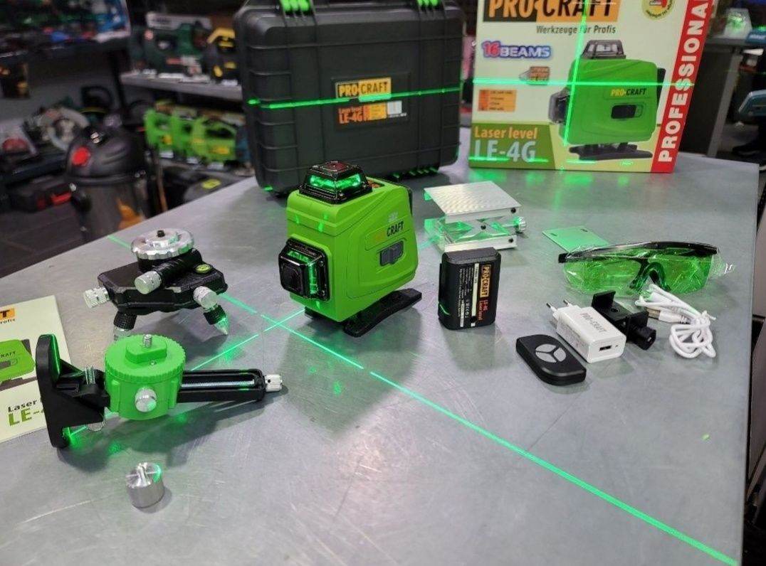 4D Лазерный уровень нивелир ProCraft 2Акум. Тонкий Луч Точный Гарантия