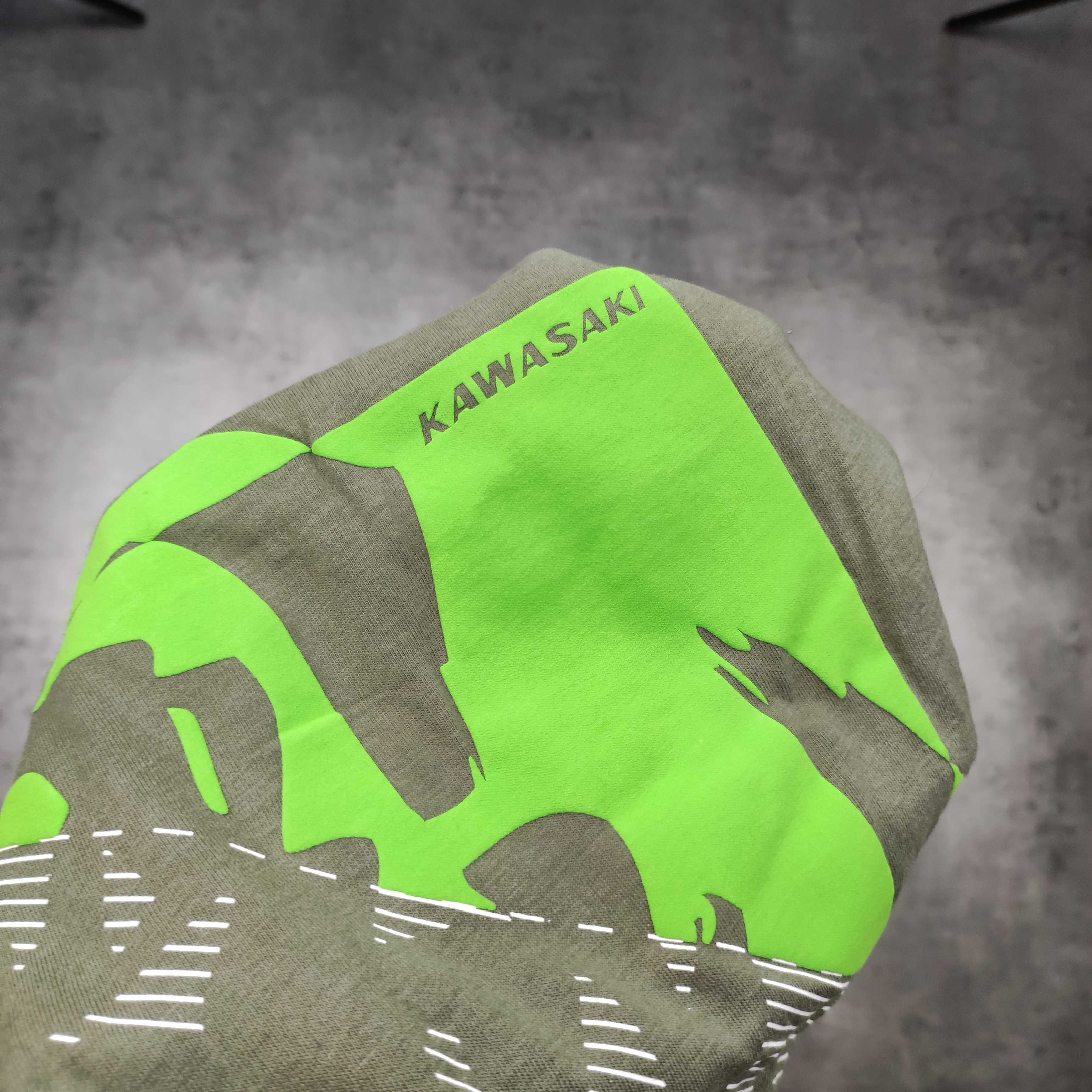 MĘSKA Koszulka OFICJALNA Kawasaki Motorsport Khaki Nadruk Duże Logo