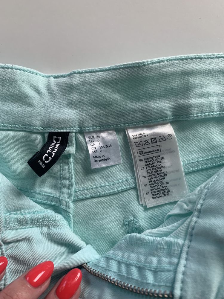 Spodenki krótkie szorty kolor miętowy H&M