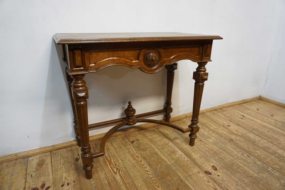 Stara dębowa konsola przyścienna lity dąb