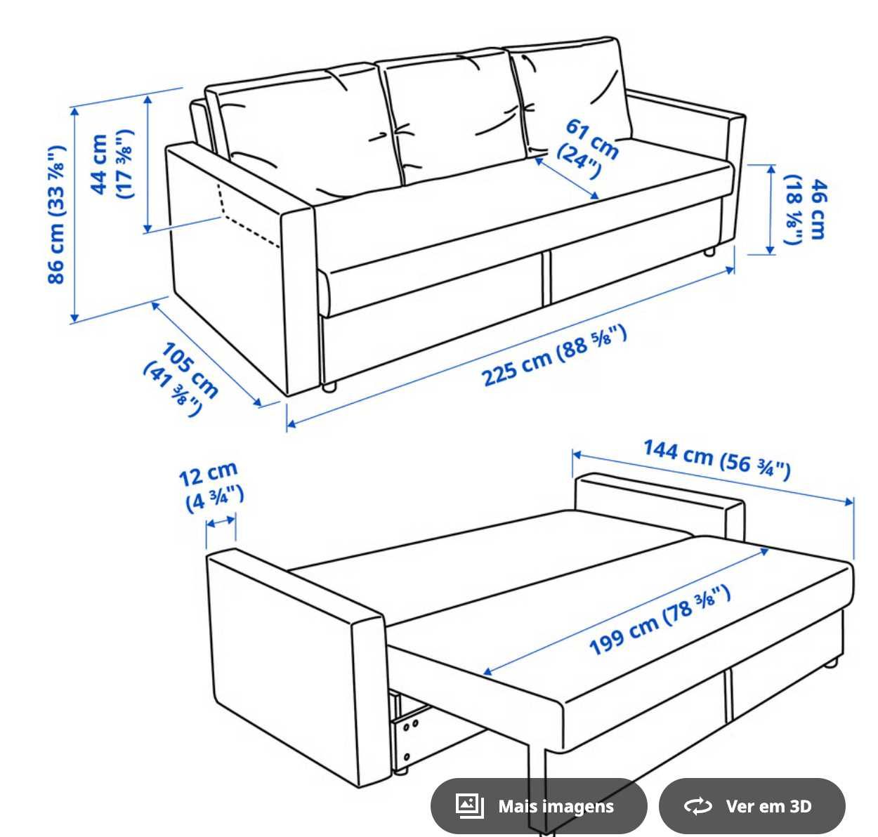 Sofá-cama IKEA FRIHETEN – cinzento escuro