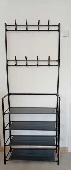 Wieszak Stojący z Półką na Ubrania i Buty Metalowy Nowy