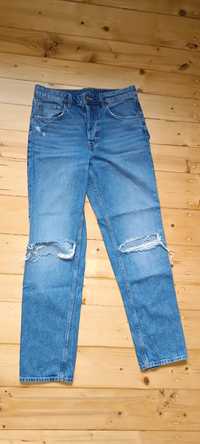 Spodnie jeansowe H&M przetarcia r. 36