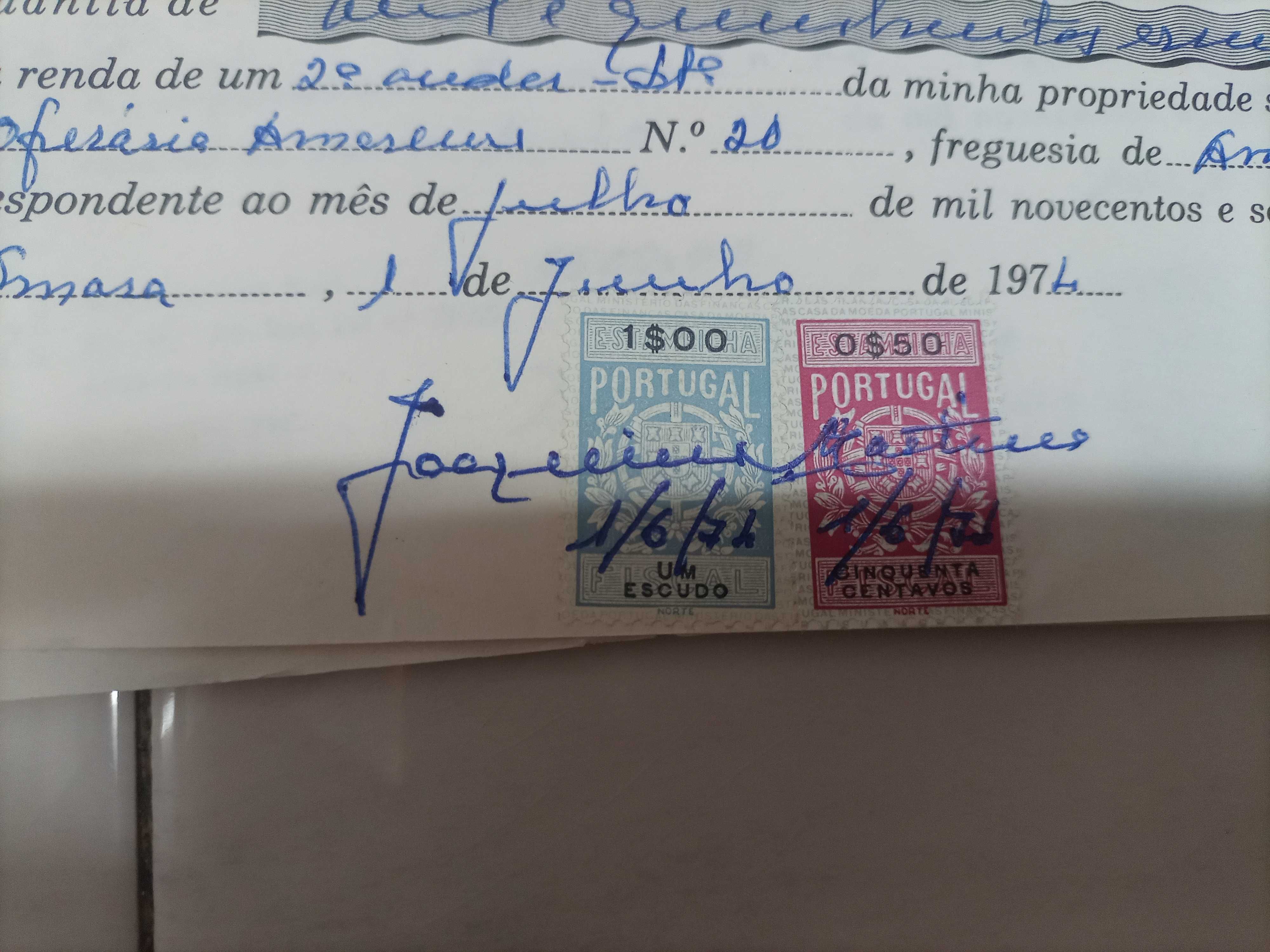 Documentos selados antigos -recibos selados