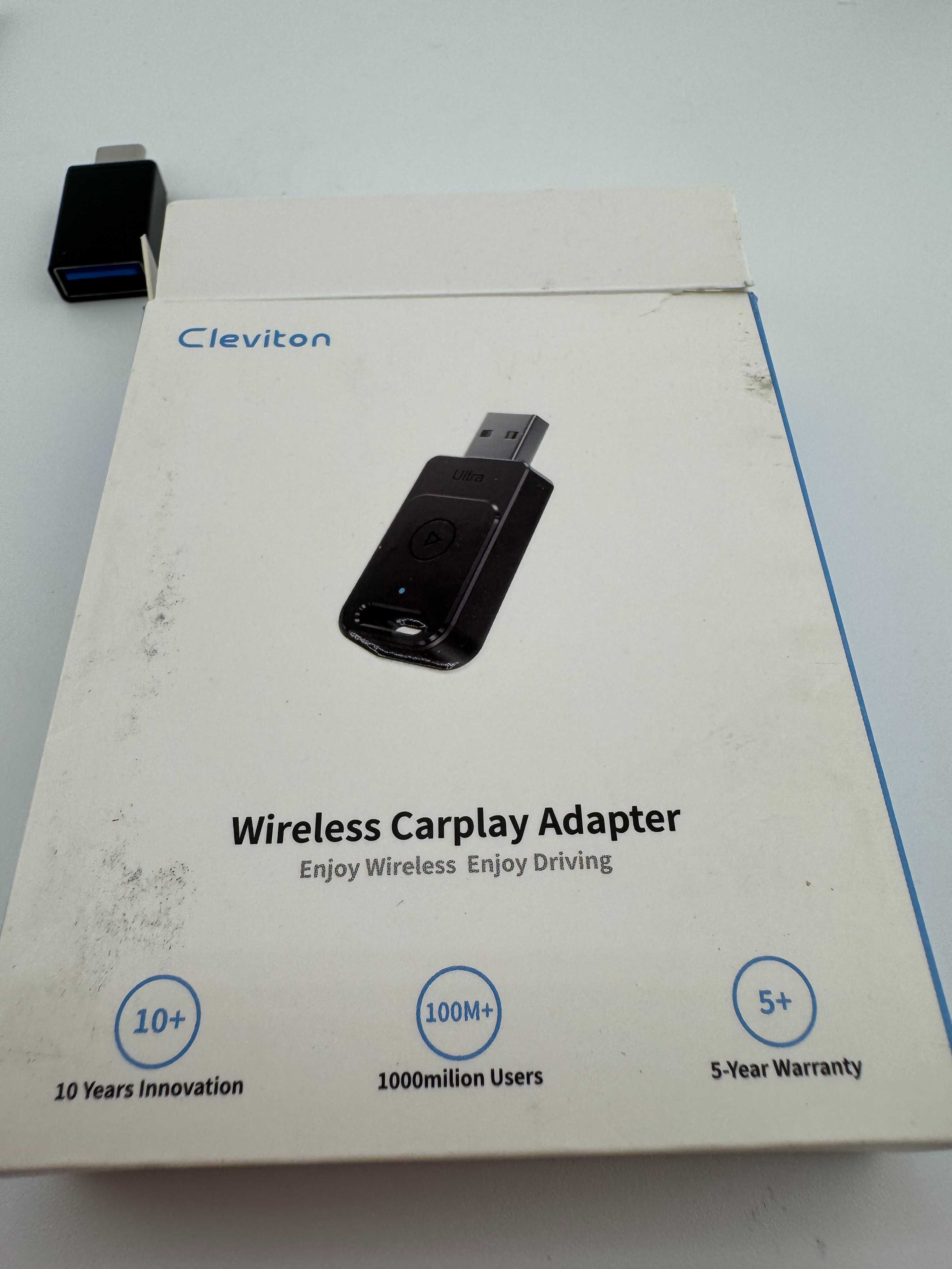 Cleviton bezprzewodowy adapter do apple ios carplay bluetooth 5.3 wifi