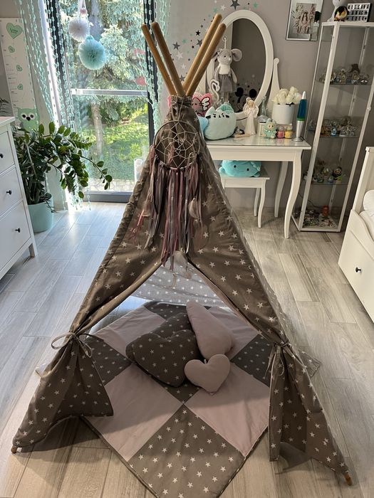 Namiot tipi szaro-różowy