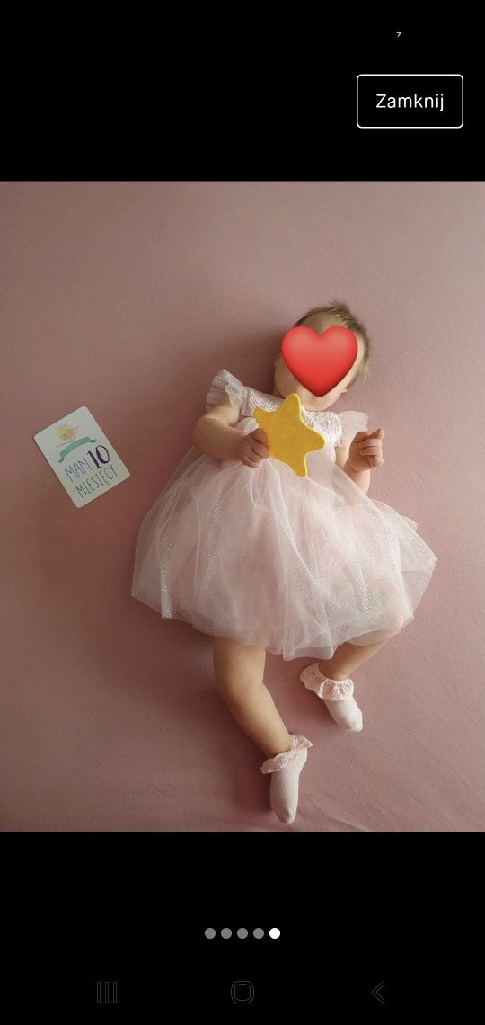 Sukienka suknia balowa next baby 80 różowa