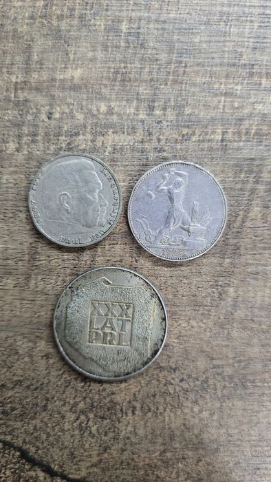 Srebrne monety Mapka Połtinik Marki Hindenburg