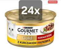 Gourmet Gold 24x + Gratis, Kura Wątróbka Purina Pokarm dla Kota Puszka