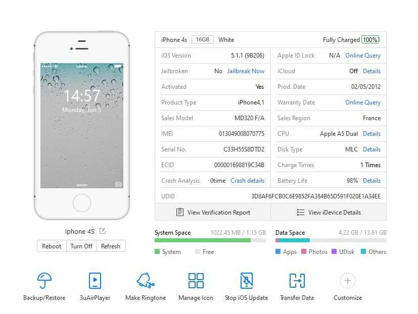 iPhone 4s • IOS 5.1.1 • Операційна система Травень 7,2012 року • НОВИЙ