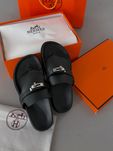 Шльопанці Hermes Empire sandal Leather Black чорні
