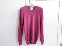 Różowy malinowy sweter męski damski unisex 36 M&S 34 XS wełniany wełna