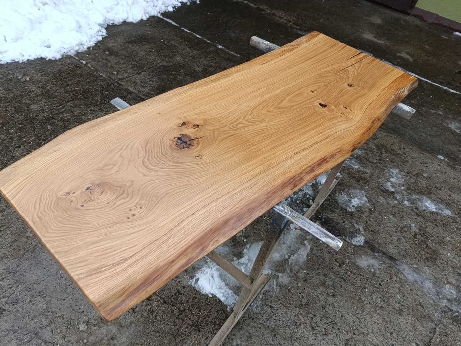 Blat dębowy na stolik kawowy 150x55-50 Live Edge