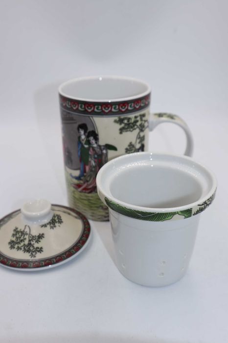 KUBEK do herbaty z pokrywką i ceramicznym sitkiem B072403