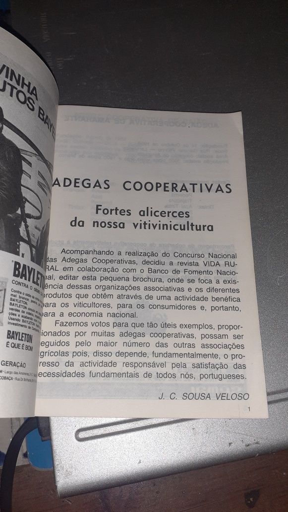 Adegas Cooperativas de Portugal livro J C Sousa Veloso raro