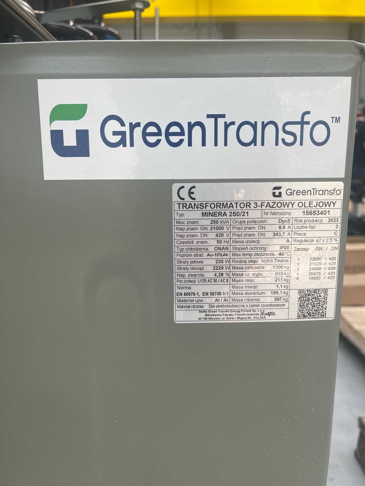 Transformator olejowy 250 kVA 21/0,42 EKO2 - NOWY