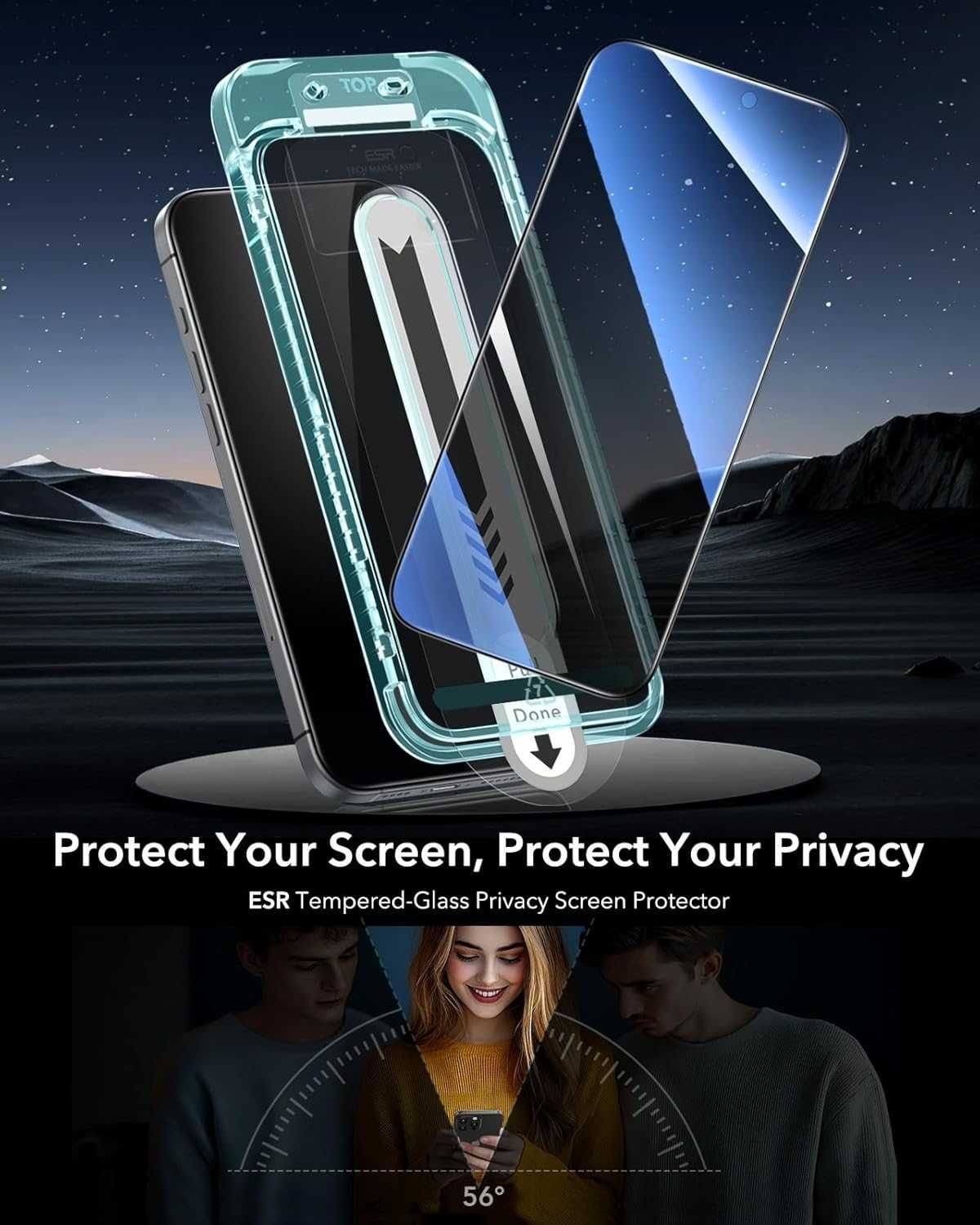 ESR Privacy szkło hartowane iPhone 15 PRO MAX filtr prywatyzujący 3szt