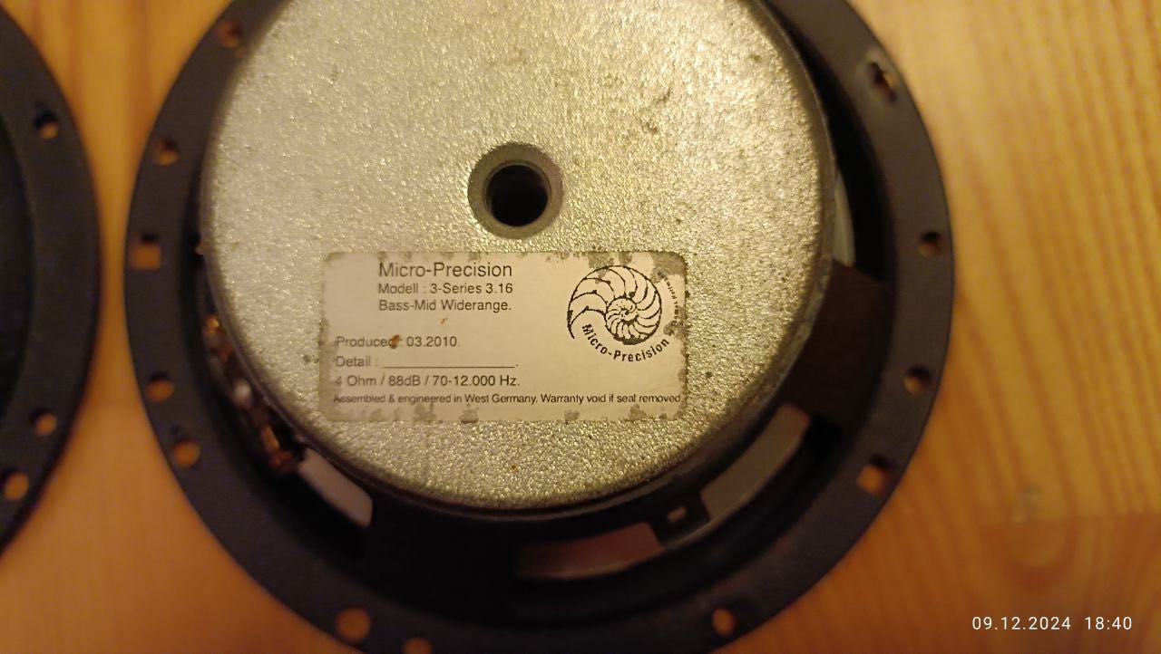 Sprzedam głośniki samochodowe 6.5 (16.5) Micro Precision 3.16 Midbass