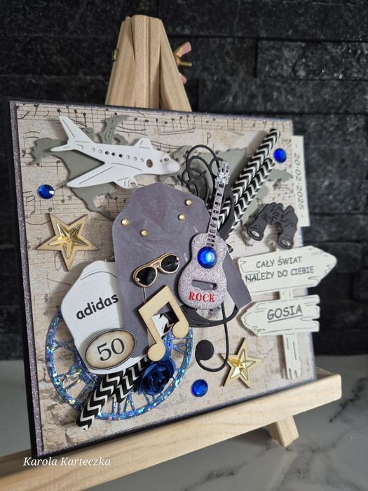 Kartka 18/30/40/50/60 Rock, podróże. Urodzinowa 3D
