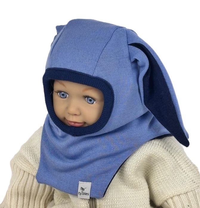 Czapka kominiarka 100% wełna ciepła merino lambs wool 1 -2  lata