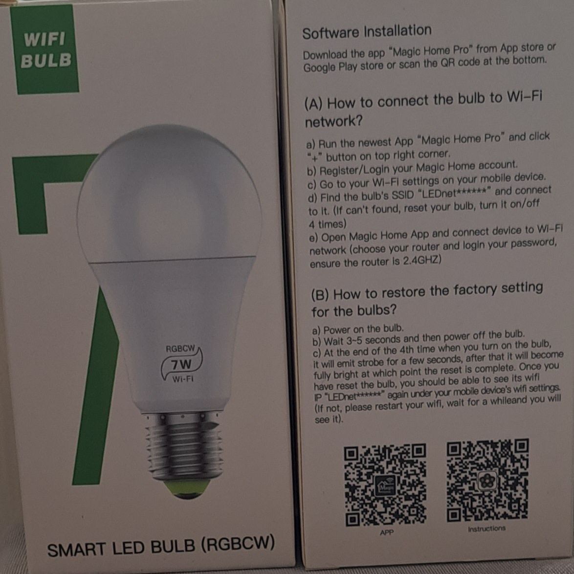Inteligentna Żarówka Led Smart RGBCW 7W WIFI E27