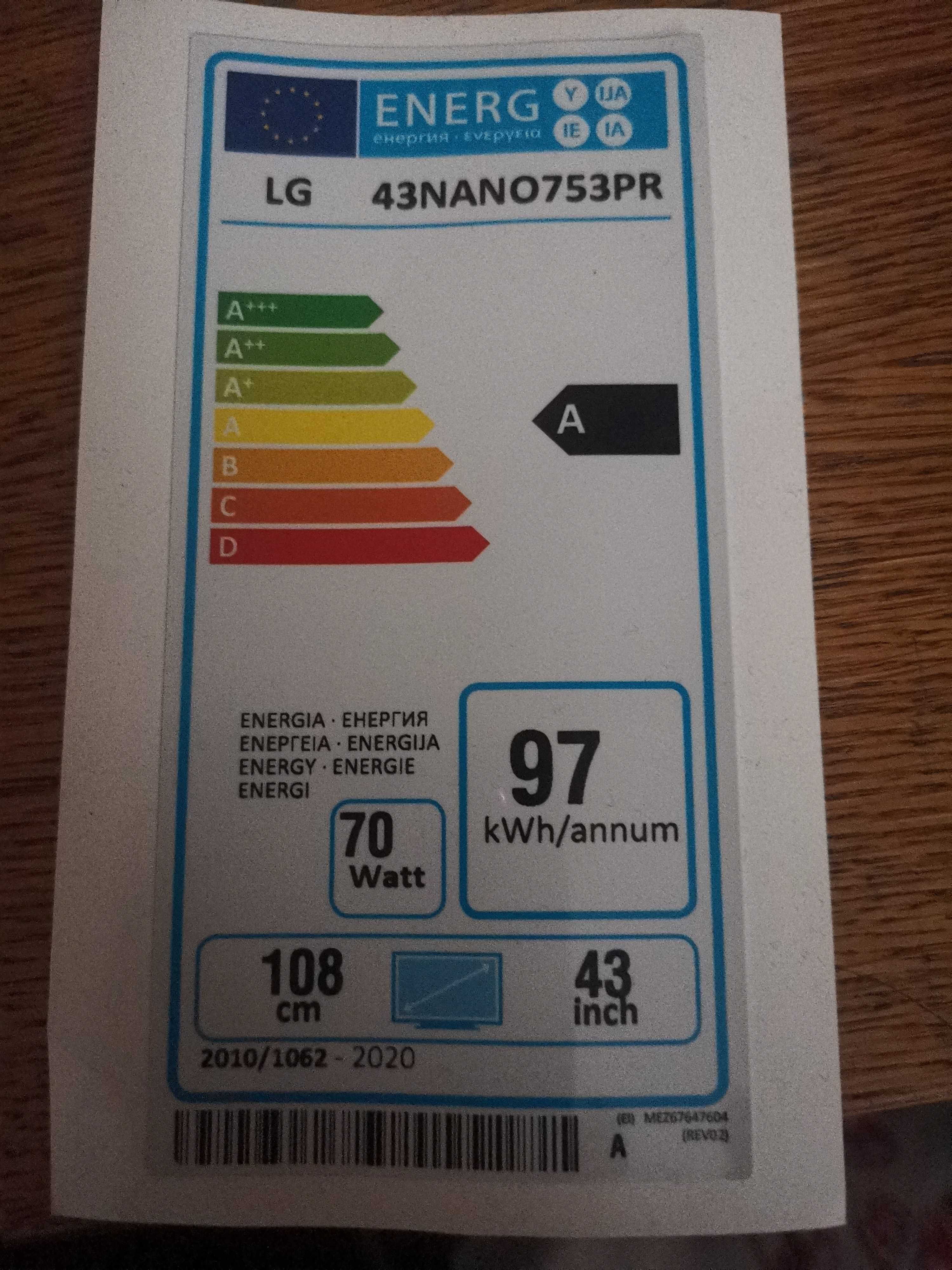 Sprzedam telewizor LG z uszkodzoną matryca 43nano753PR