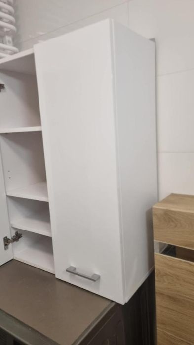 Szafka do łazienki - Biała - Połysk - 4 półki - NOWA