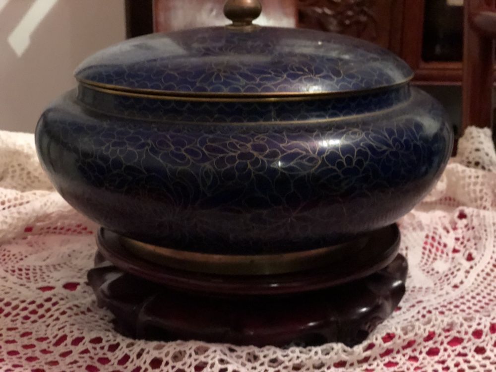 Pote cloisonne azul