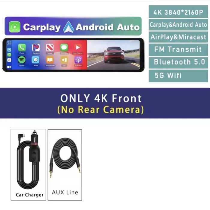 Автомобільний відеореєстратор дзеркало Carplay Android Auto WiFi