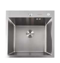 Кухонна мийка Platinum Handmade 500x500x220,  чорна і нержавійка