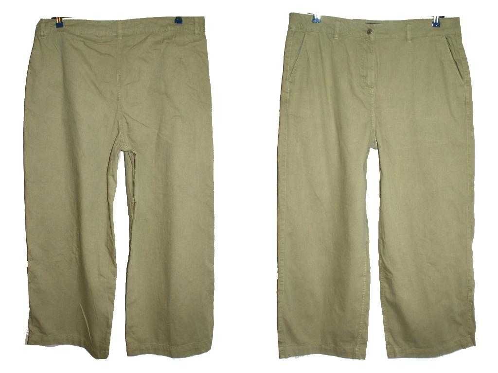 Next oliwka khaki casual spodnie damskie szerokie nogawki wygoda 48 50