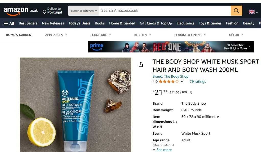White Musk Sport -Shower Gel -Corpo e Cabelo- 200ml