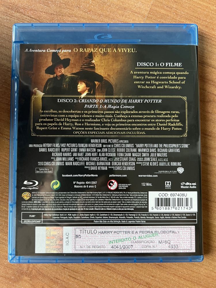 Harry Potter e a Pedra Filosofal Blu-ray legendas Português