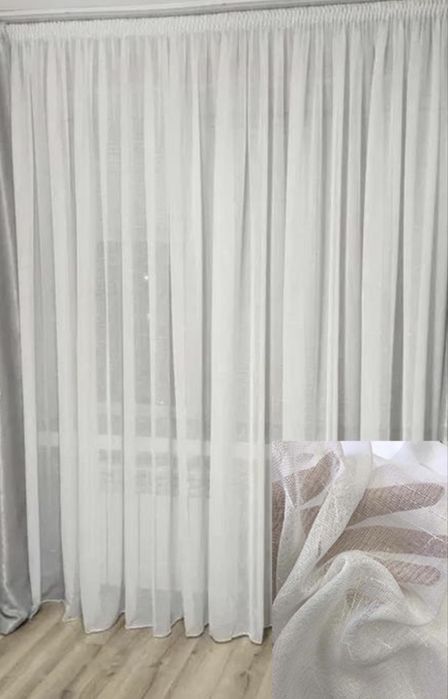 Гардина тюль белая новая подшита готова штора занавески