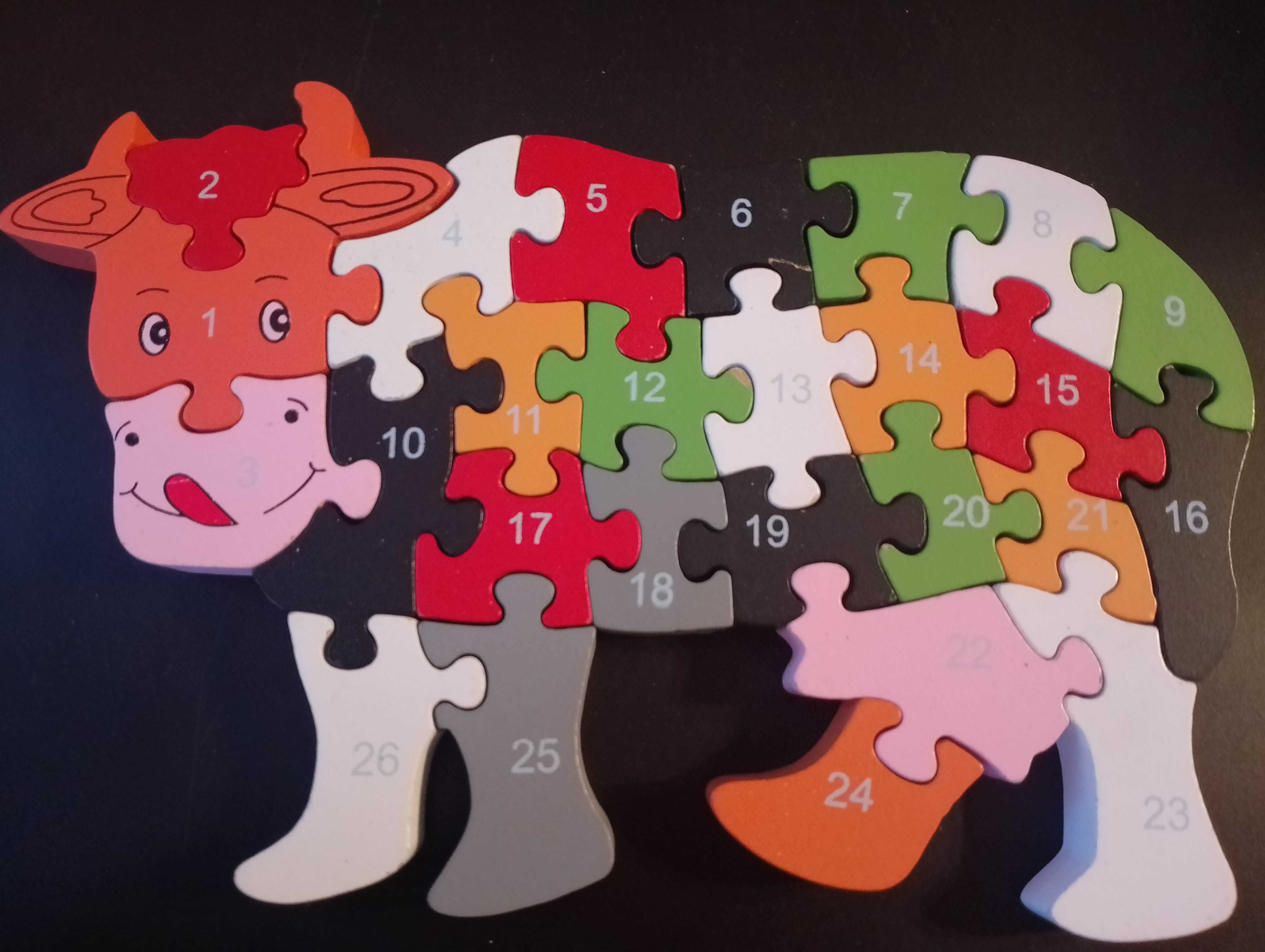 Puzzle drewniane krowa