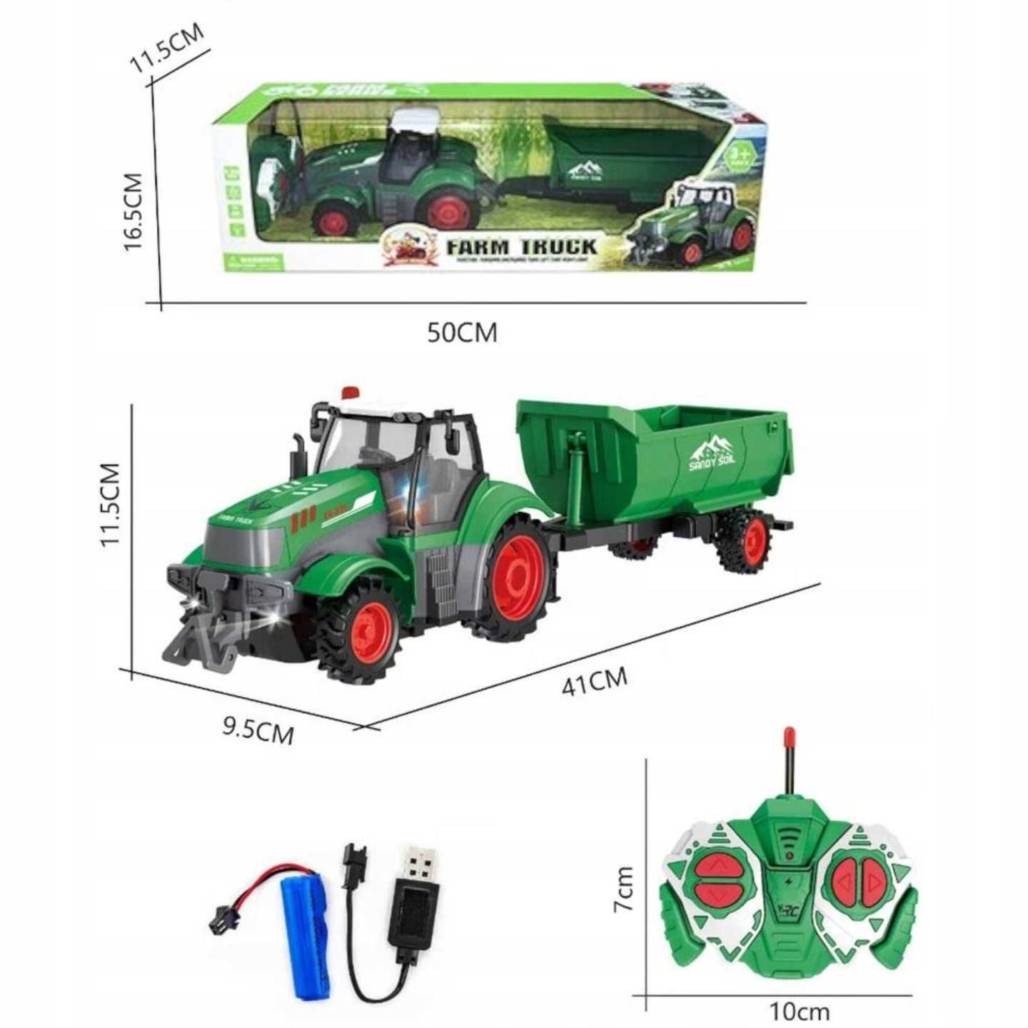 Traktor z przyczepą zdalnie sterowany akumulator ładowarka 9877-14