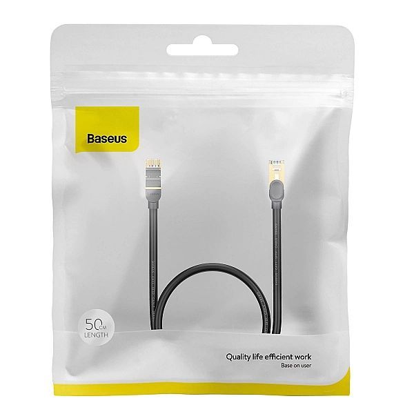 Baseus Speed Seven szybki kabel sieciowy Rj45/10Gbps 0.5m czarny (wkjs