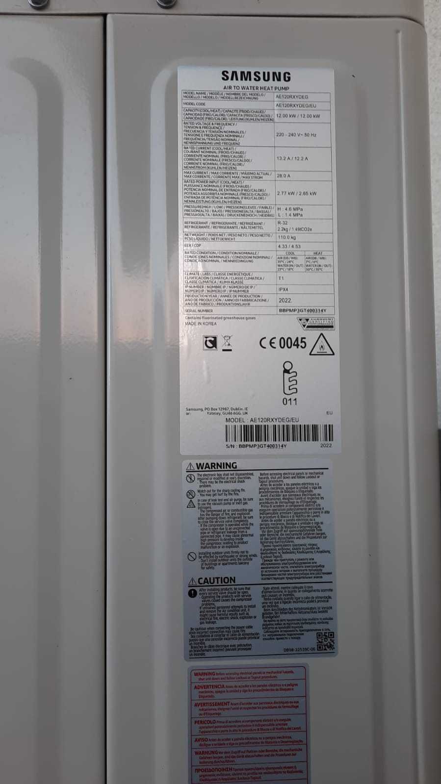 Pompa ciepła Samsung Monoblock AE 120RXXDEG/EU 12KW