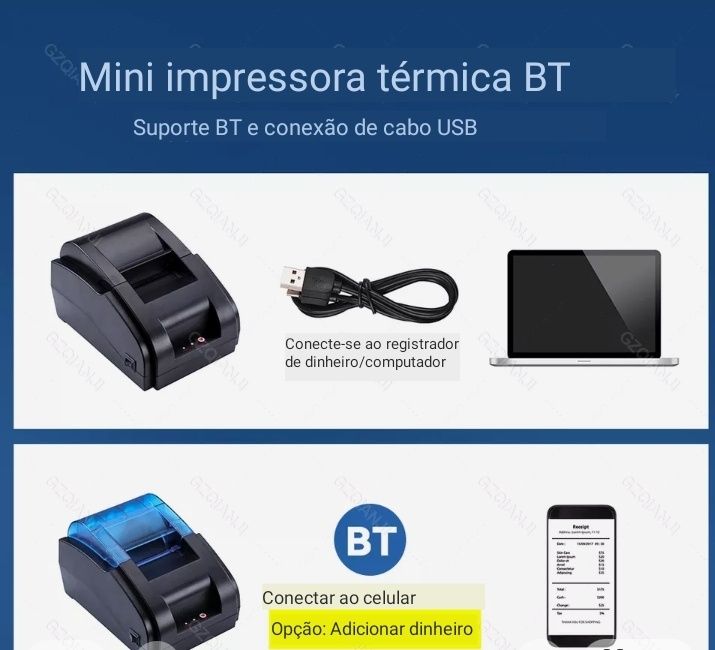 Impressora térmica da posição do recibo 58mm impressora bluetooth usb