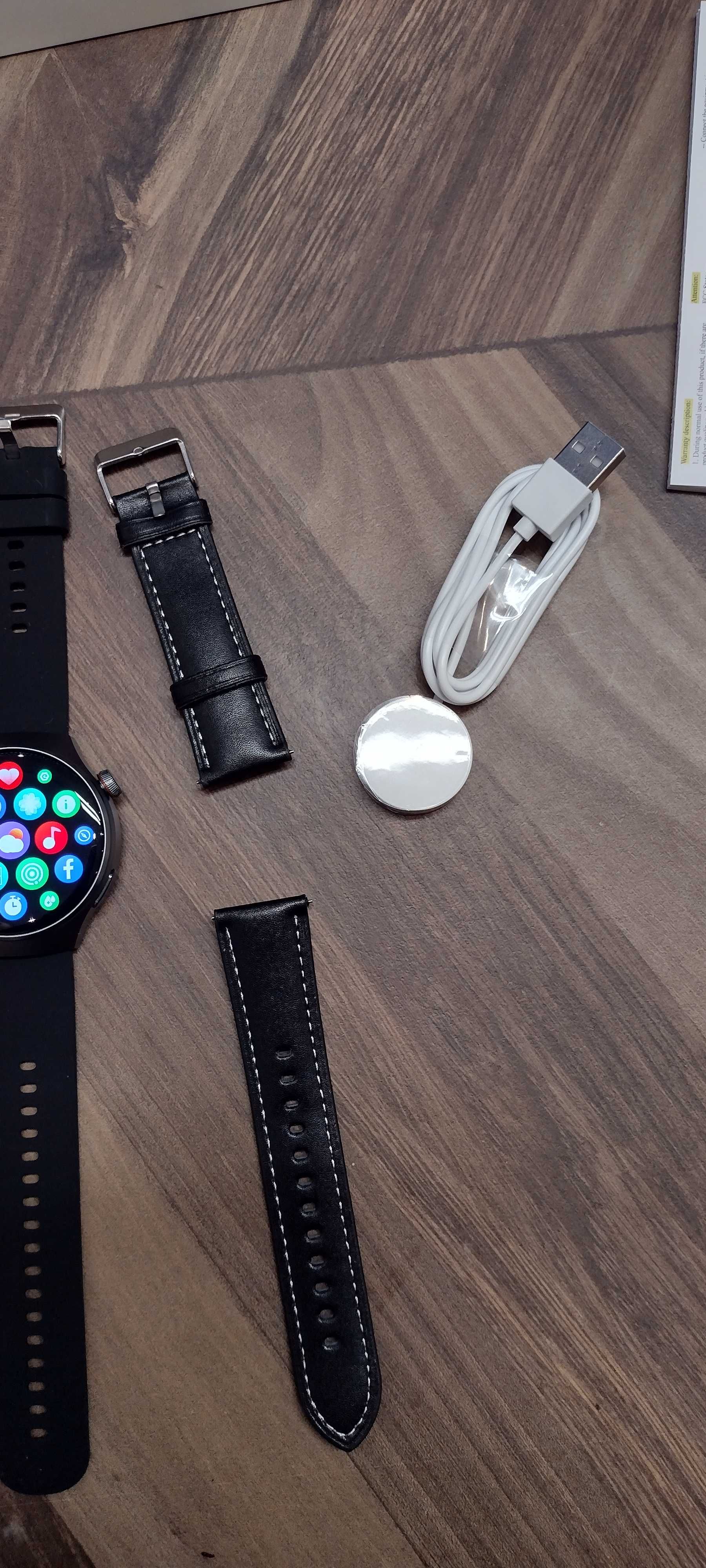 Nowy Smartwatch GT4 PRO pasek+pasek skórzany NFC  bluetooth GPS
