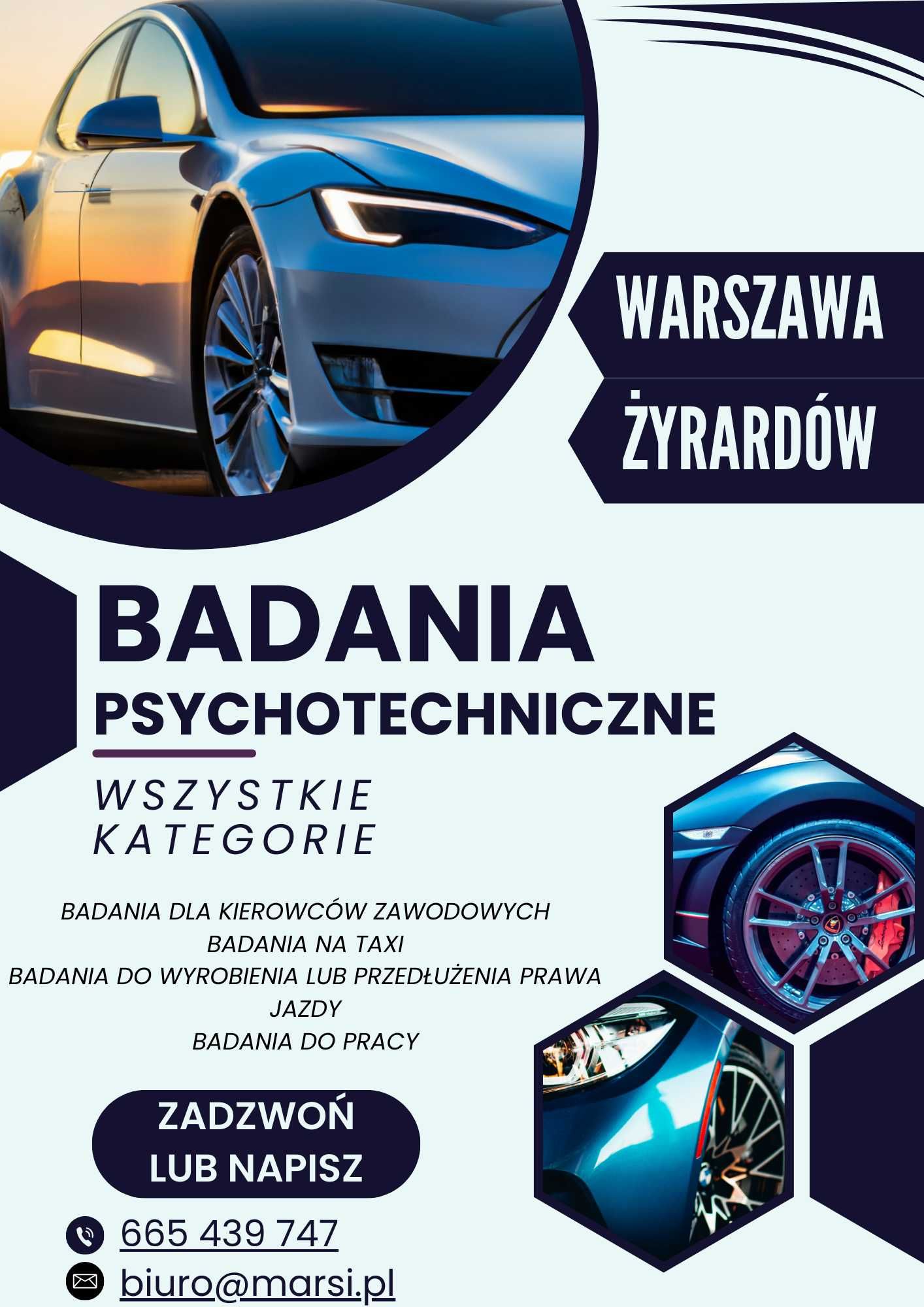 Psychotechnika medycyna pracy w jeden dzień, badania kierowców