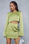 Misspap 38 M Satynowa Spódnica Mini Lime H10125